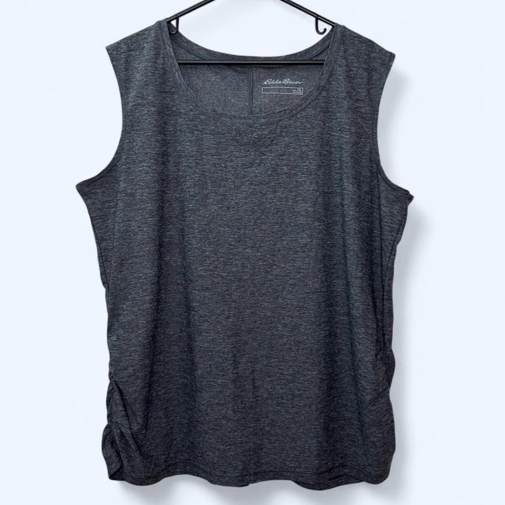 Eddie Bauer Beyond Tank in Gray Size 2XL Activewear, Ruched Sides, Sleeveless